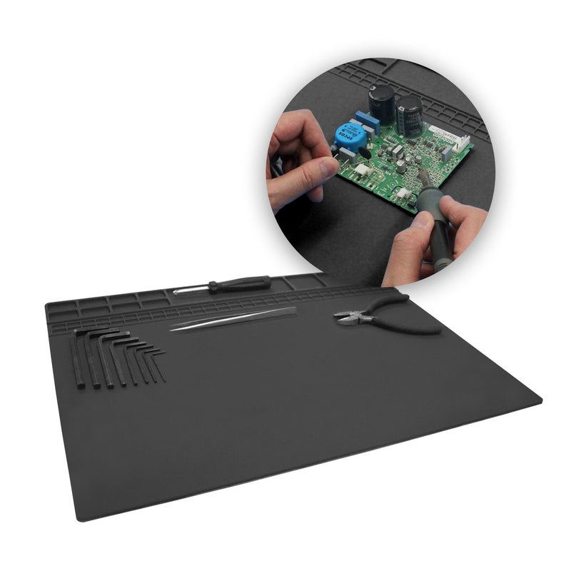 Handook Soldering Mat Silicone Repair Mat Heat Resistant 932Â°F Workbench Mat for Cellphone, Computer, PCB board Electronic Repair Mat for Soldering Station Iron Gun with Size 16 x 12 Inch (Blackï¼‰ - Image 3